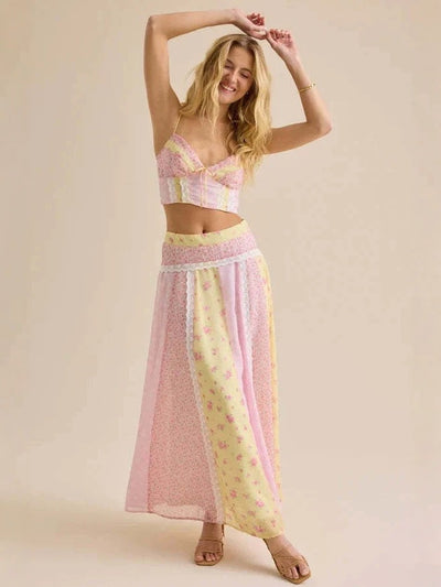 Printed Camisole and Long Skirt Two-Piece Set